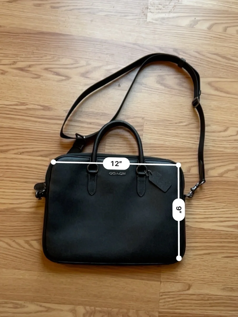 COACH Men Black Liam Compact Brief Bag - Picture 7 of 7